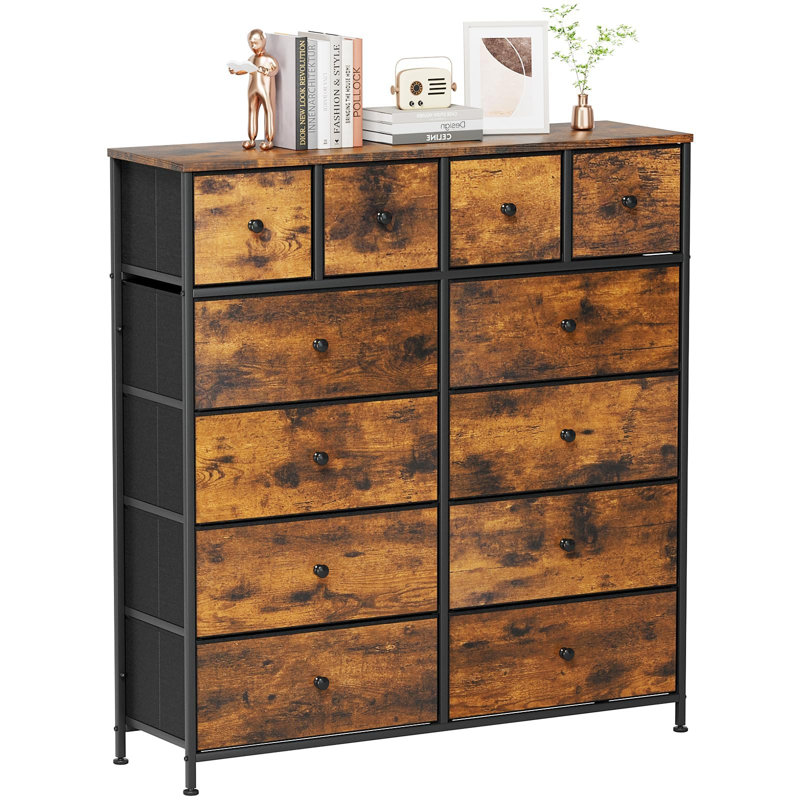 Fabric chest of drawers, storage cabinet, sideboard for living room with 12 fabric drawers, chest of drawers for bedroom or hallway, chest of drawers for kitchen, office, hallway, or bedroom