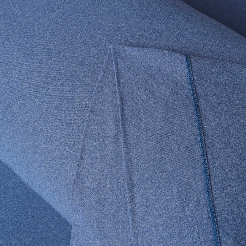 Ensemble de draps ultra doux en tricot toutes saisons - Basics by Wayfair ™, Bleu marine chiné