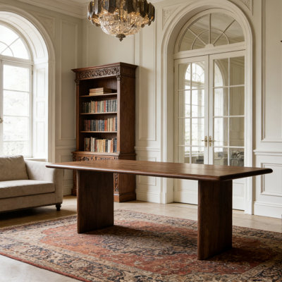 Grand bureau multifonctionnel en noyer multifonctionnel