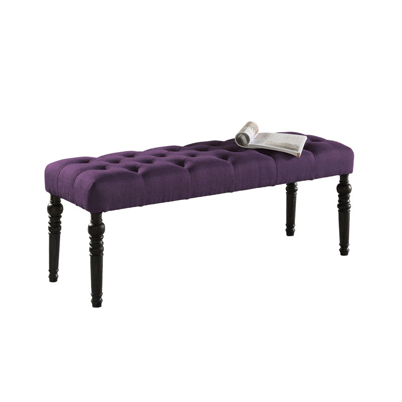 Banc de salle à manger capitonné en tissu Leviton, Mauve, Noir