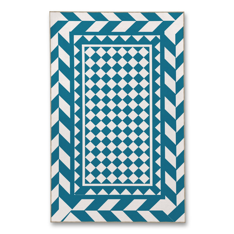 Tapis blanc tissé à motif lavable Mosso, 2' x 2'11"