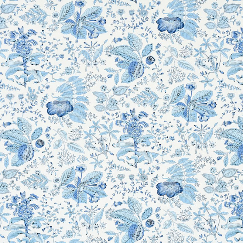 Pomegranate Botanical Fabric, Blue