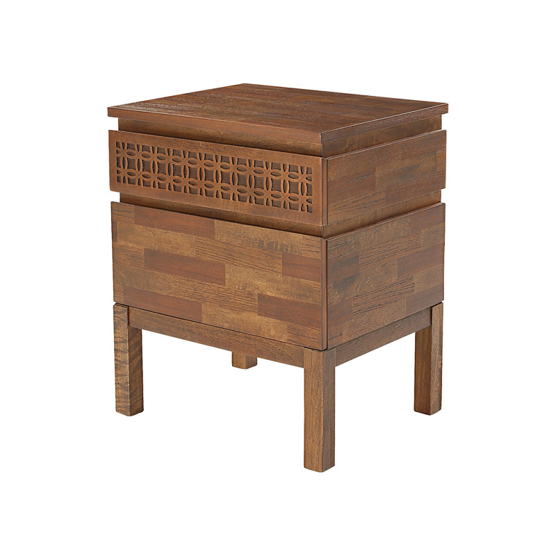 Behling 50cm W Solid + Manufactured Wood Bedside Table, Brown