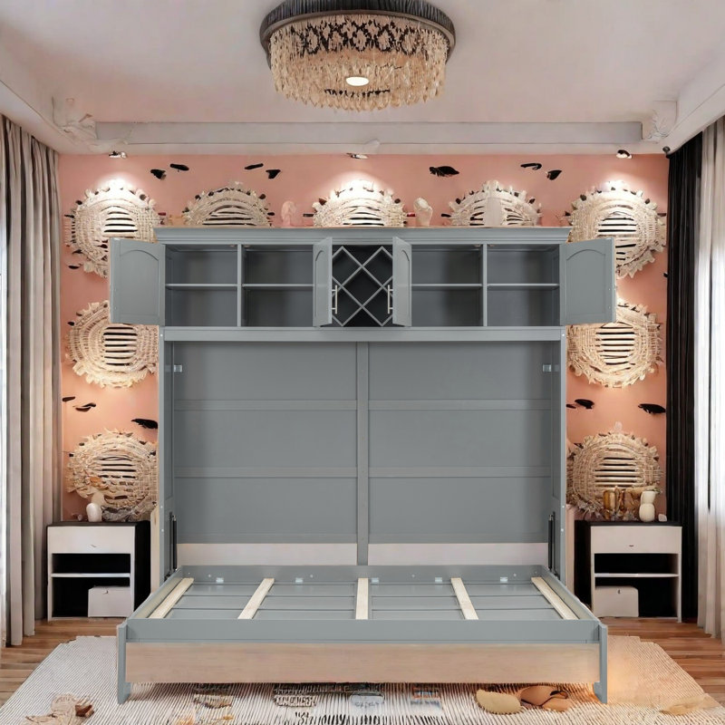 Lit escamotable avec lattes flexibles, aucun sommier requis, mécanisme de pliage à double piston, assemblage facile pour les chambres d'amis, le bureau personnel ou les petits appartements