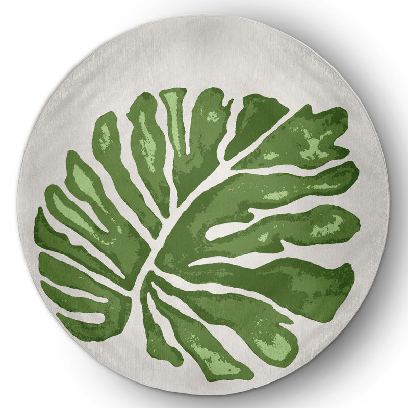 Chenille Floral Indoor Rug, Round 5'