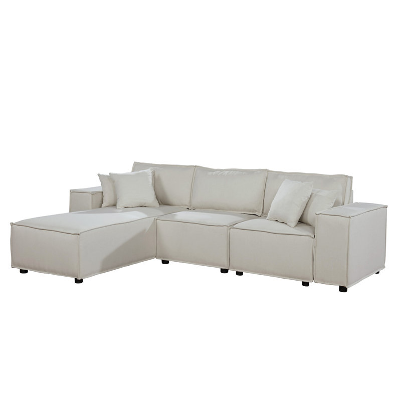 Canapé réversible en lin beige Harvey