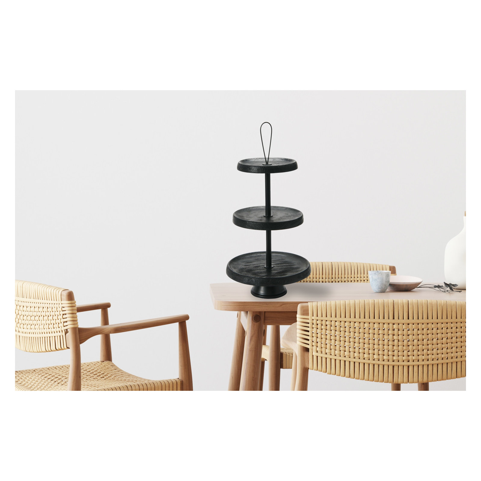 Tibra Wood Tiered Stand, Black