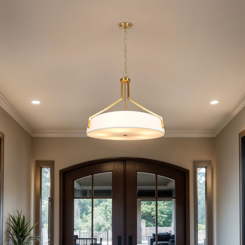 Thayne 5-Light Drum Pendant - Brushed Gold, Gold