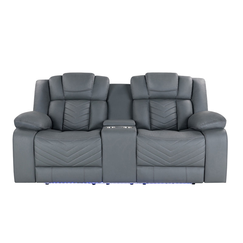 Canapé inclinable électrique gris avec console centrale
