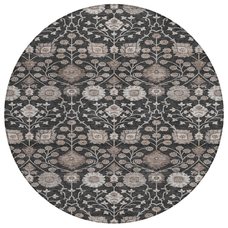 Machine Washable Indoor/Outdoor Cicel ACN1155 Black Rug