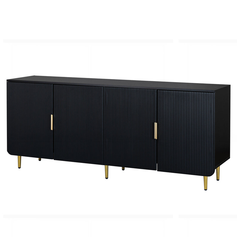 Armoires de commode avec pieds en métal, Noir