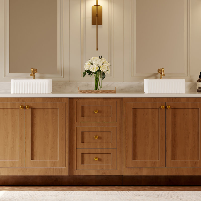 Square Bathroom Vessel Sink 14.8 Inch Countertop Sink for Cabinet Lavatory Vanity Ceramic