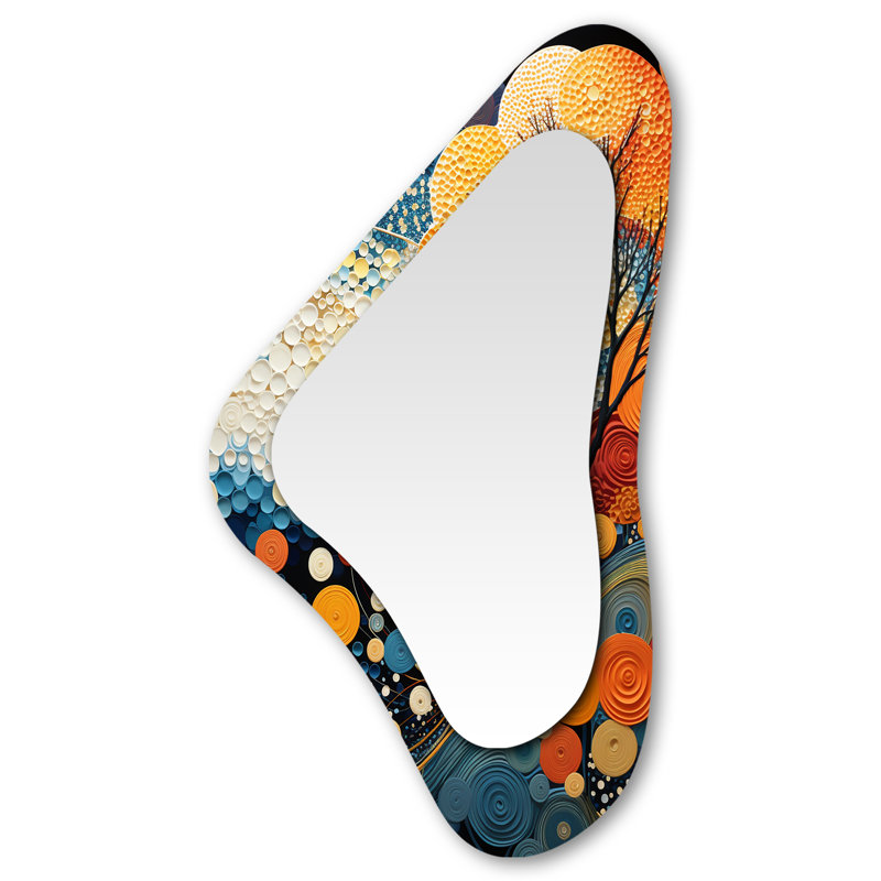 Colourful Mid Century Dynamic Duality V - Mid-Century Modern Unique Shape Unique Mirror, Modern Asymmetric Large Wall, Art imprimé en métal