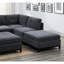 Canapé modulaire 6 pièces en tissu chenille gris cendré - Style contemporain, pieds en bois, dossier classique, grande série
