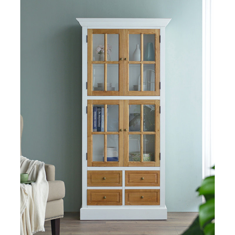 Présentoir 35,43 "en bois massif blanc standard et armoires en porcelaine