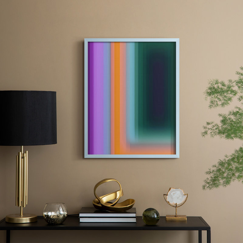 «Glitch Sequence I», reproduction encadrée - bois massif, H 15 po x l 12 po, Bleu