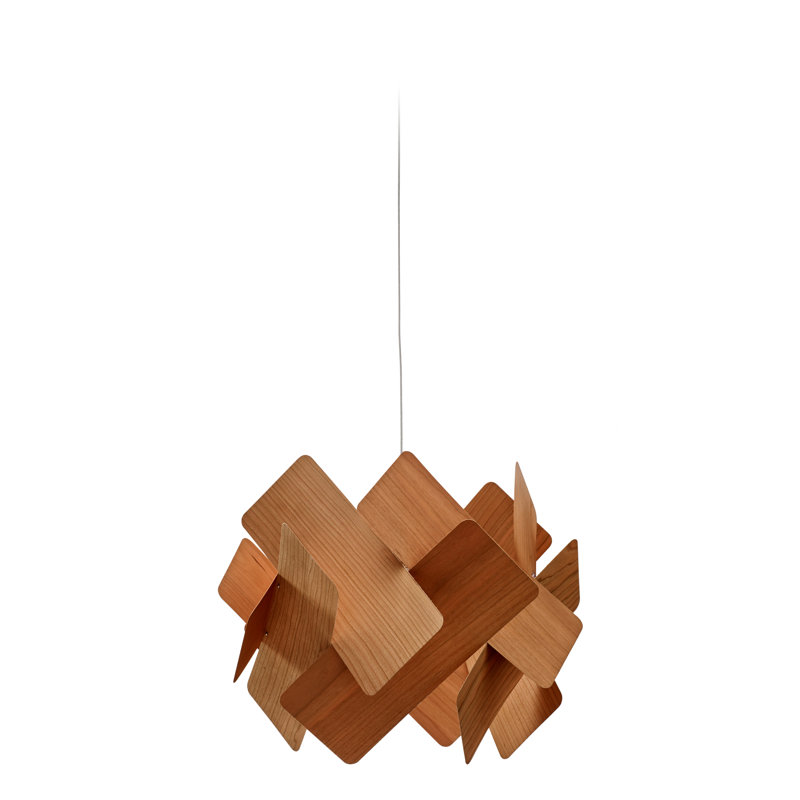 1 - Light Pendant, E26 Base, Natural Cherry, Matte Black