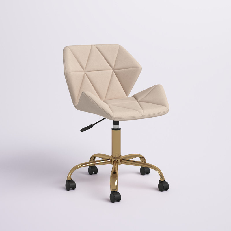 Chaise de bureau pivotante en velours Alec, Kaki