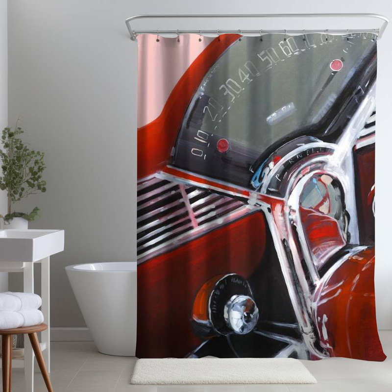 Shower Curtain TR43 – Polyester Shower Curtain, Dye Sublimation Print, 71" W × 74" L