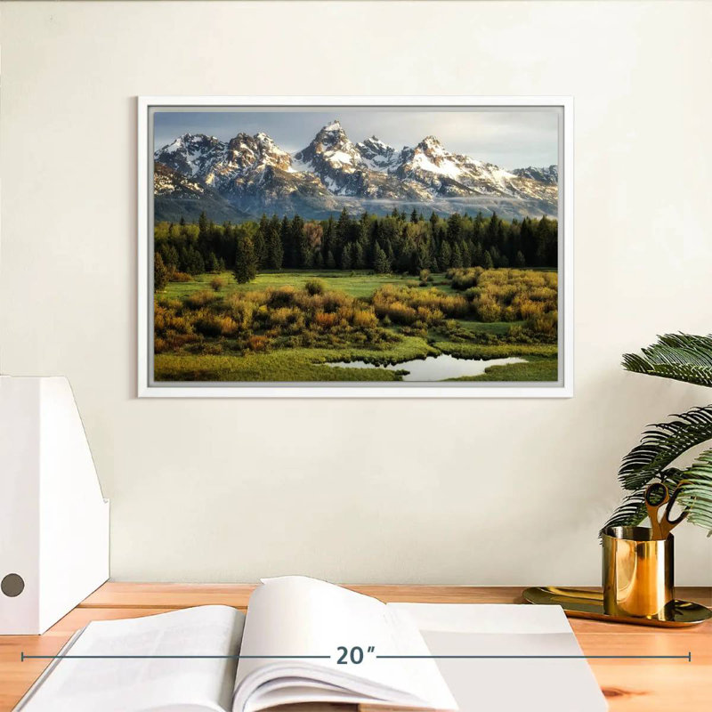Grand Teton Beauty, Cadre flottant blanc, 13 po x 9 po