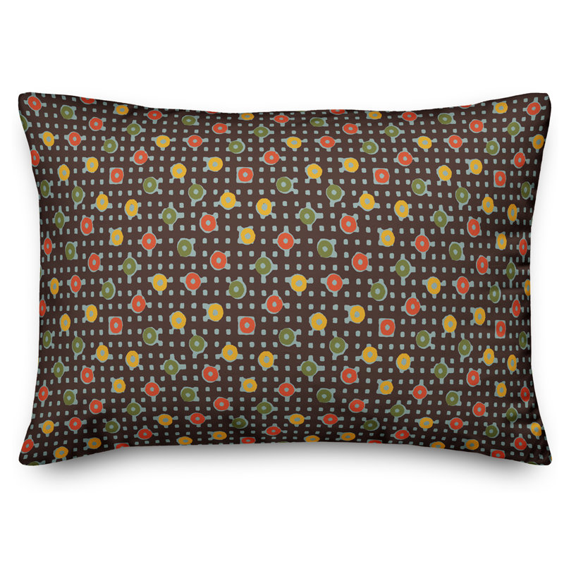  Coussin Dots and Plaid, Brun / Vert / Jaune