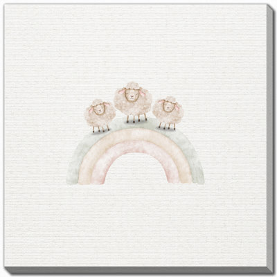 Rainbow 3 Sheep, art mural sur toile
