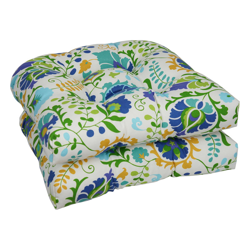 Outdoor 5'' Seat Cushion, Green/Blue