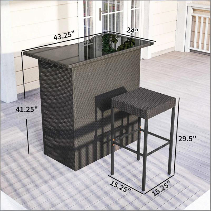 Ensemble de mobilier d'extérieur pour la cour arrière, ensemble de bar extérieur confortable, ensemble de bar en osier de rotin 5 pièces