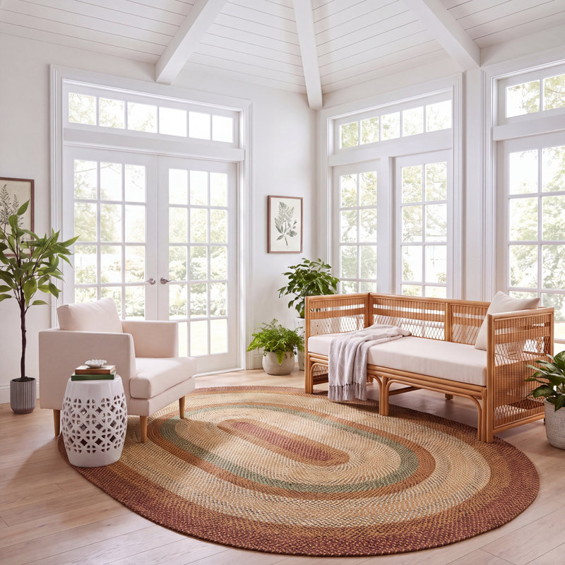 Tapis d'intérieur / extérieur géométrique tissé à la main Georgina, Rectangle 2 pi 6 po x 5 pi