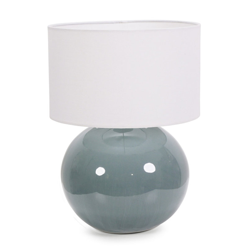 Motes Ceramic Table Lamp, White, Green, No