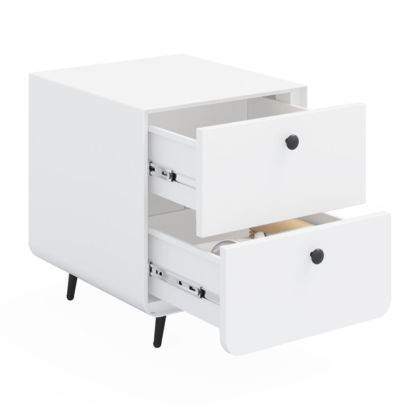 Armoire de rangement moderne à 2 tiroirs, acier, blanc, facile à nettoyer et à entretenir pour la chambre à coucher et le salon
