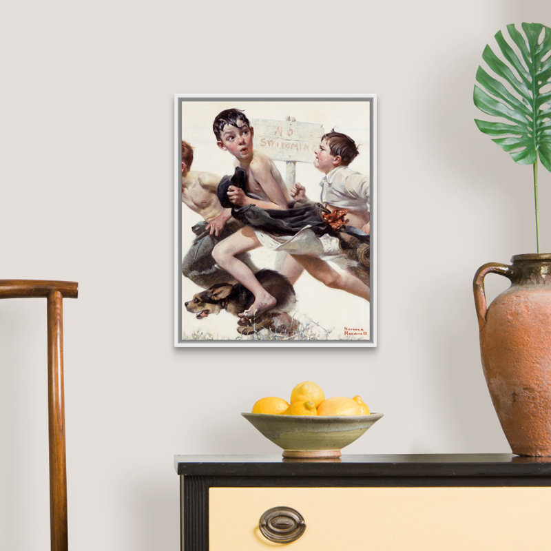 Norman Rockwell, H 22 po x l 18 po x P 1,75 po, Cadre flottant blanc