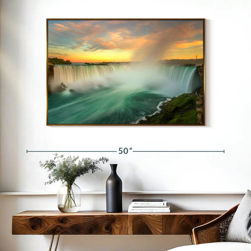 Paysage des chutes du Niagara, Cadre flottant doré, 40 po x 27 po