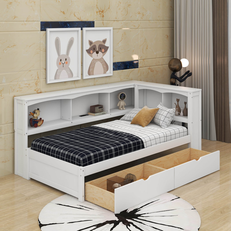 Twin Size Daybed With Drawers, Cabinets And USB Ports, White