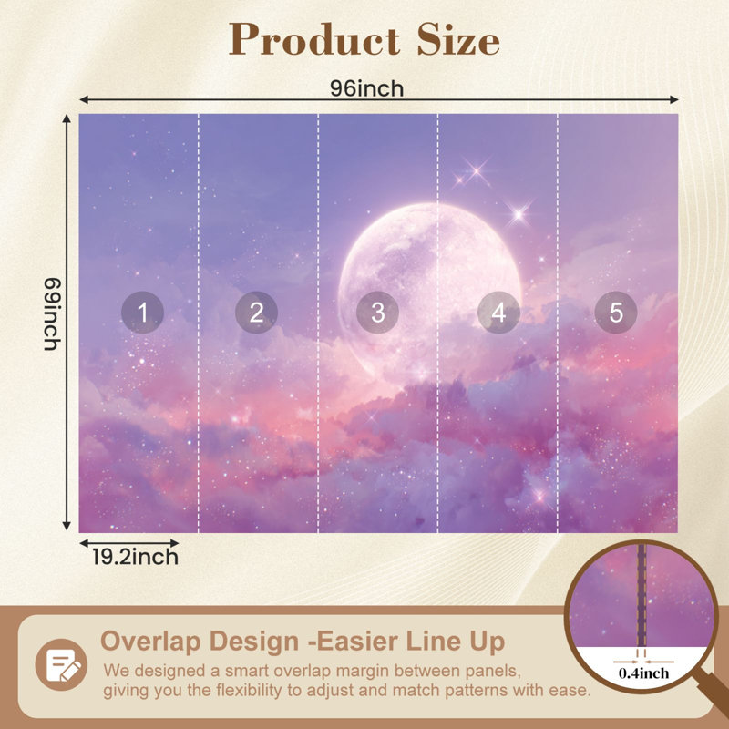 Papier peint autocollant Boho Dreamy Cloud, L 96 po x l 69 po