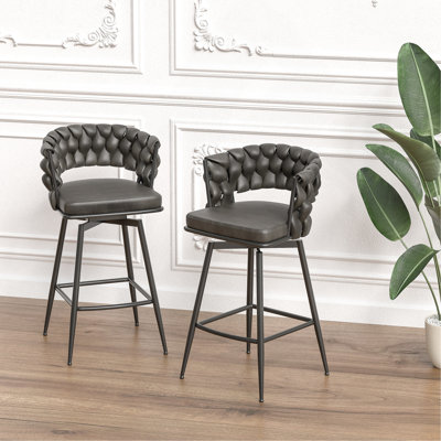 Ensemble de 4 tabourets de bar 28 po en cuir technique