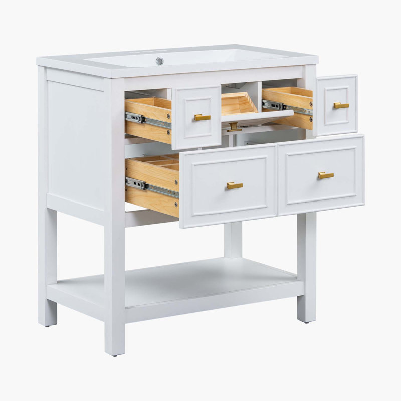 29.56'' Single Bathroom Vanity with Top, White