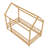 Twin Size Floor Wooden Bed With House Roof Frame,Fence Guardrails,Natural-17507671-17507657