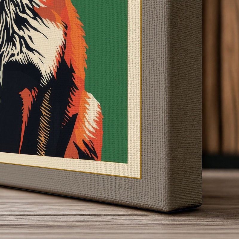 Fox Gaze Modern - Wrapped Canvas, 36x24 - 91.4 x 61.0 cm, Taupe Border