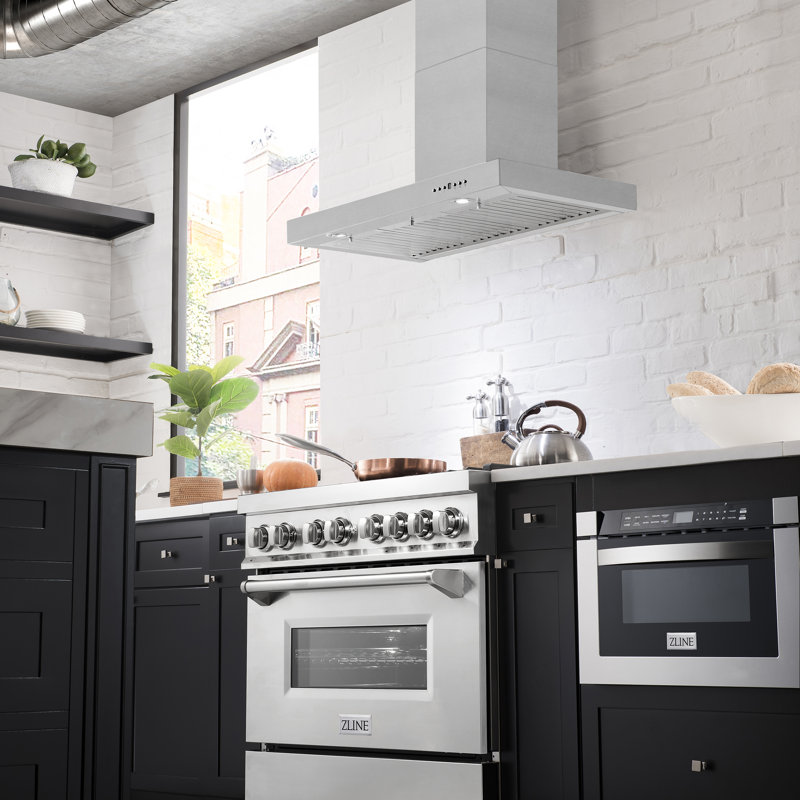 36" 400 CFM Ducted Wall Mount Range Hood, Stainless Steel