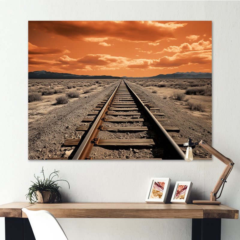 Train sur rails, impression de minimalisme sur toile, H 24 po x l 32 po x P 1 po, Toile tendue