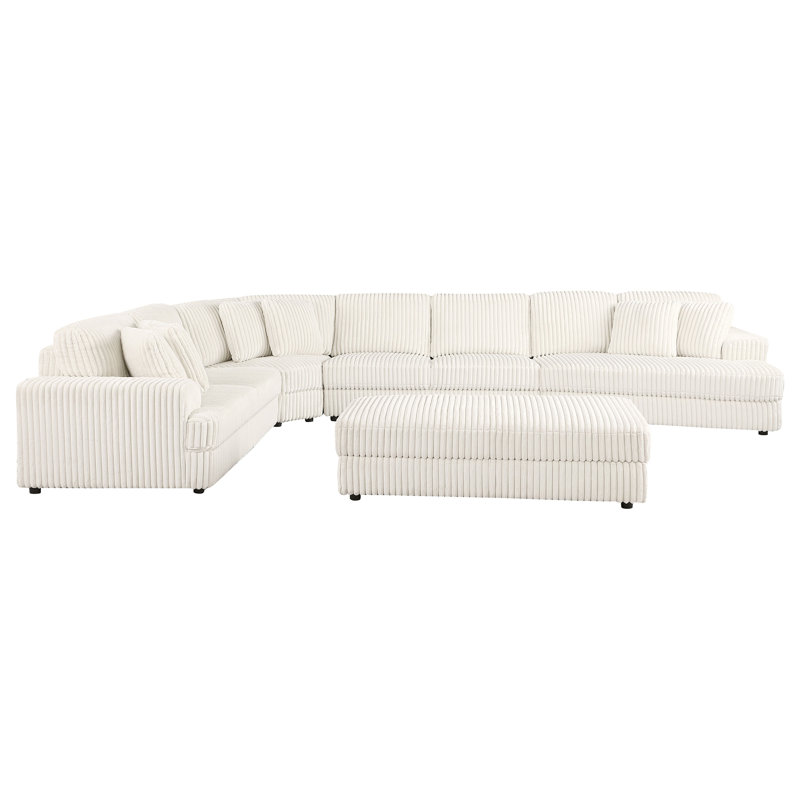Style sophistiqué - Canapé modulaire rembourré 5 pièces de couleur ivoire Holyfield