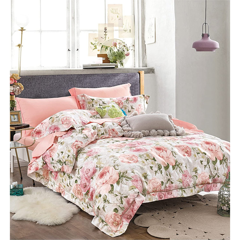 Cotton Sateen Toile Duvet Cover, Queen Duvet Cover + 2 Queen Shams