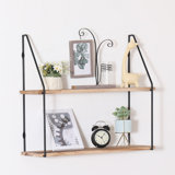 Floating Shelf With Metal Brackets, Wall Mounted Rustic Wall Storage