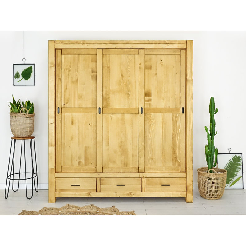 Mccollough 3 Door Solid Wood Wardrobe