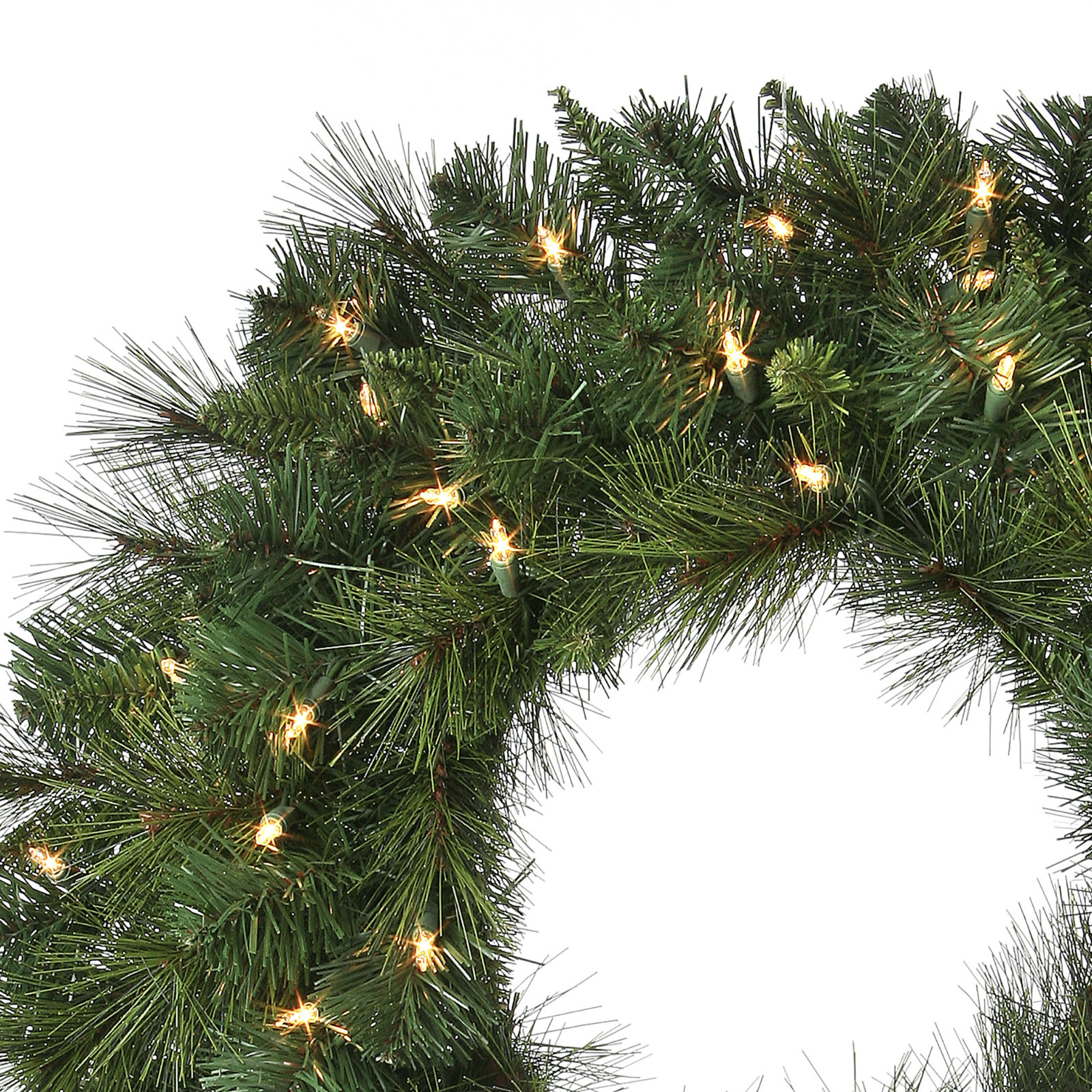 Pvc Greenery Pre-Lit Front Door Wreath, 24" W x 24" H x 5" D