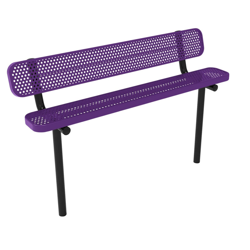 Banc en bois texturé bleu pâle, perforé, 1,83 m, avec dossier, à encastrer dans le sol, 6ft With-Back Inground, Punched