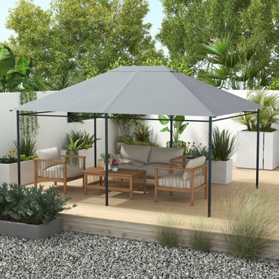 10' X 13' Gazebo Cover Replacement, Gray, -, Air Circulation & Drainage System, Outdoor Area - Top Replacement 13', With Ventilation Holes, Use