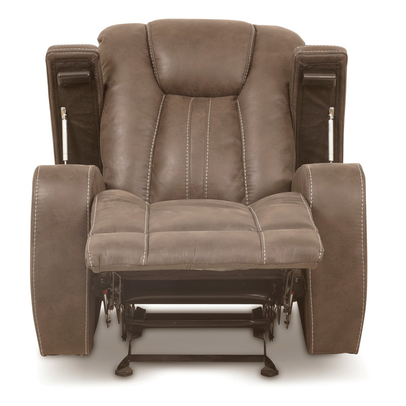 Fauteuil inclinable manuel avec porte-gobelets et rangement pour accoudoirs Marlow, Sable