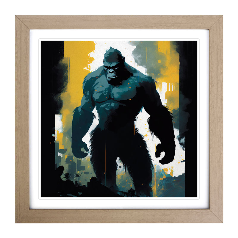 King Kong Gestural Art - Framed Print, Oak
